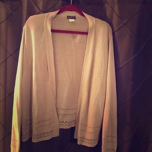 Tan Cardigan Sweater. Beautifully embroidered.